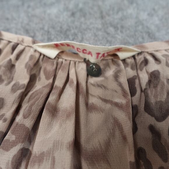 Rebecca‎ Taylor Dress Womens 2 Silk Shirred hem Mini Animal Print Balloon Sleeve - Picture 4 of 11